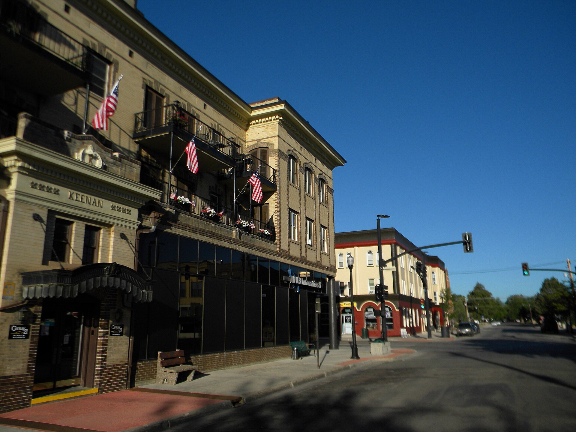 Historic Main Street in Sheridan, Wyoming, looking down the National Register-listed downtown commercial district where the Mint Bar has operated since 1907.