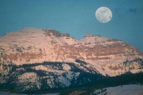 Sleeping Indian Peak in the Gros Ventre Range of the Bridger-Teton National Forest, profile view at sunset.