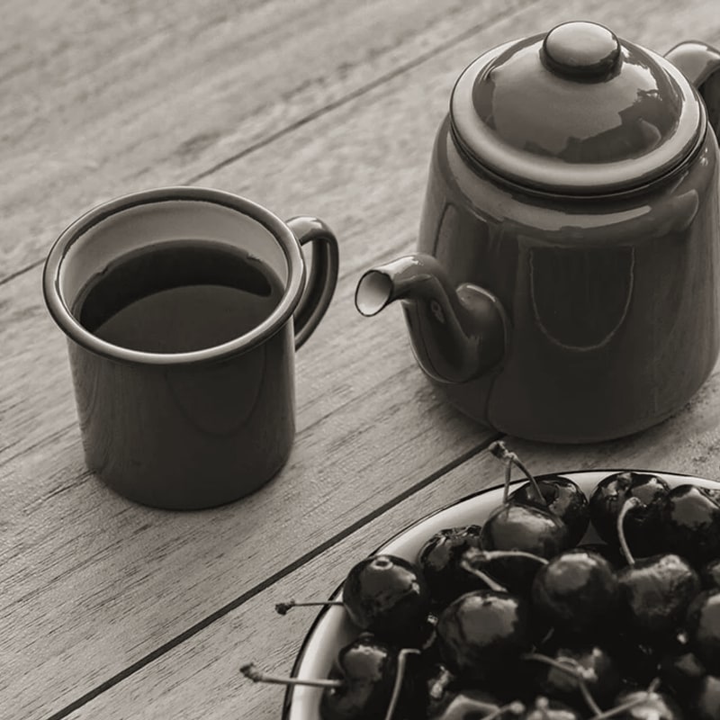 Falcon Enamelware classic white mug with blue rim, made in the UK to the same recipe since 1920